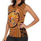 Greater Western Sydney Giants Women Sleeveless Polo Shirt Indigenous Monochrome Dot Art Mascot Style