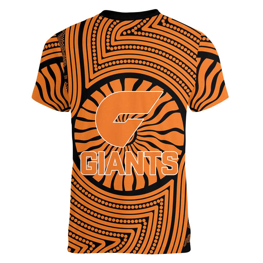 Greater Western Sydney Giants Women V-Neck T-Shirt Indigenous Monochrome Dot Art Mascot Style