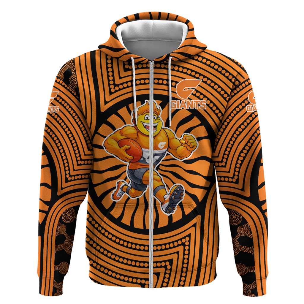 Greater Western Sydney Giants Zip Hoodie Indigenous Monochrome Dot Art Mascot Style