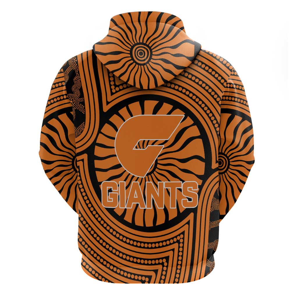 Greater Western Sydney Giants Zip Hoodie Indigenous Monochrome Dot Art Mascot Style