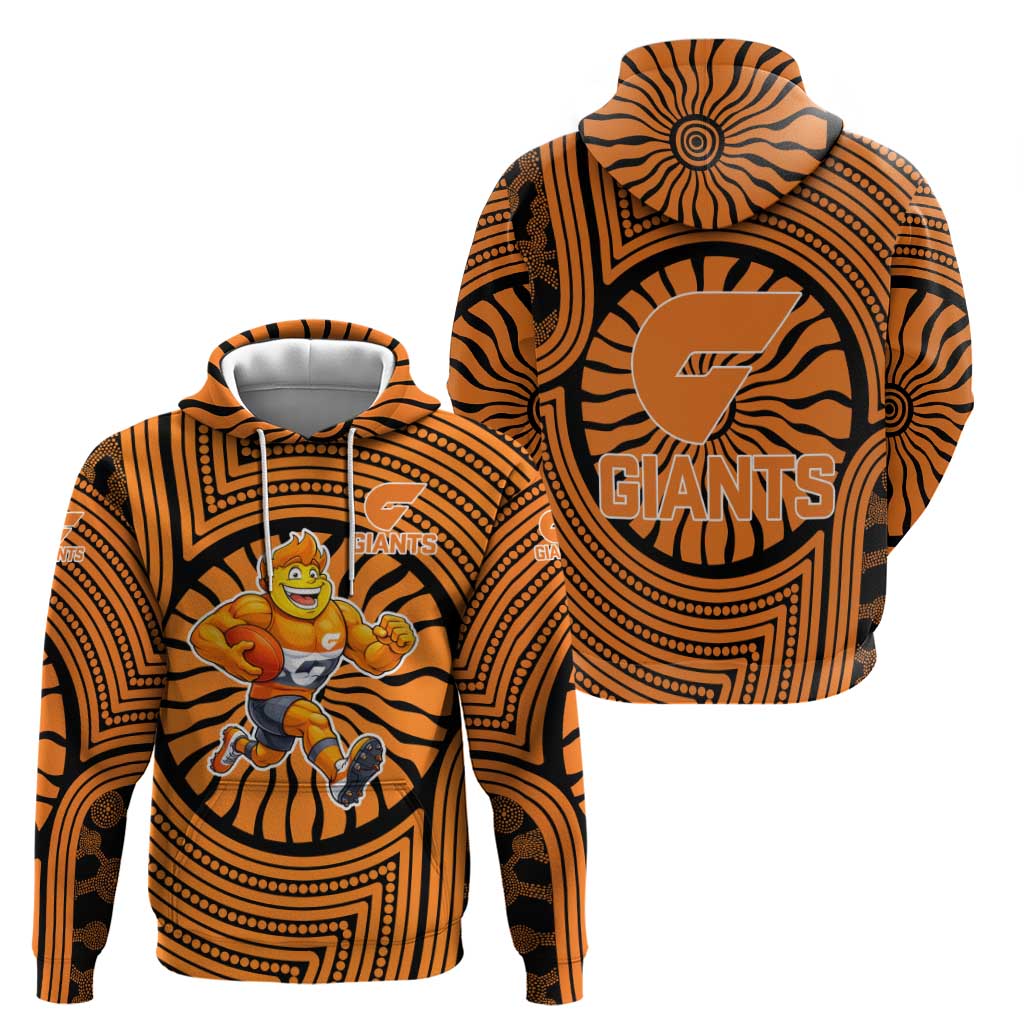 Greater Western Sydney Giants Zip Hoodie Indigenous Monochrome Dot Art Mascot Style