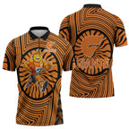 Greater Western Sydney Giants Zipper Polo Shirt Indigenous Monochrome Dot Art Mascot Style
