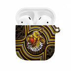 Hawthorn Hawks AirPods Case Indigenous Monochrome Dot Art Mascot Style
