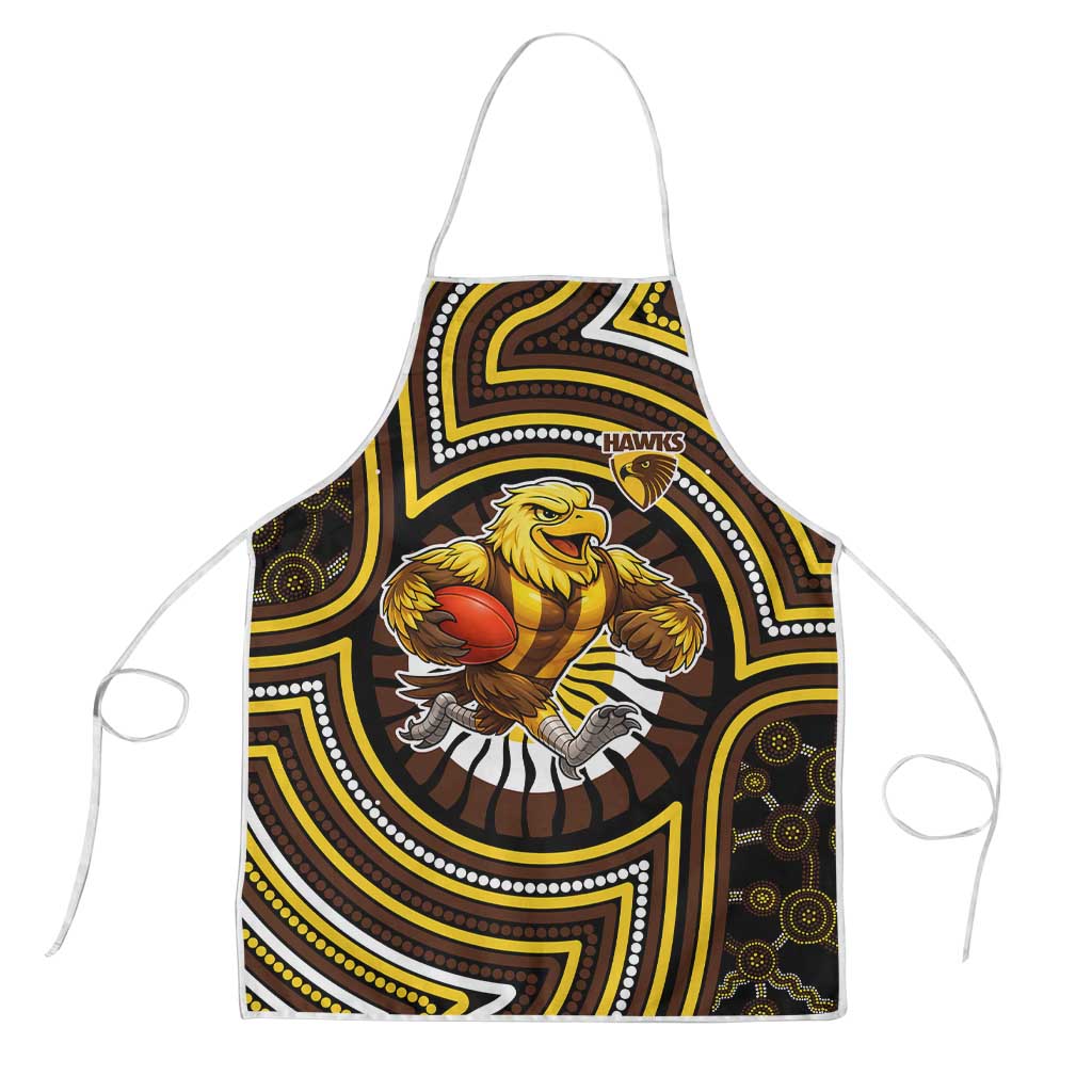 Hawthorn Hawks Apron Indigenous Monochrome Dot Art Mascot Style