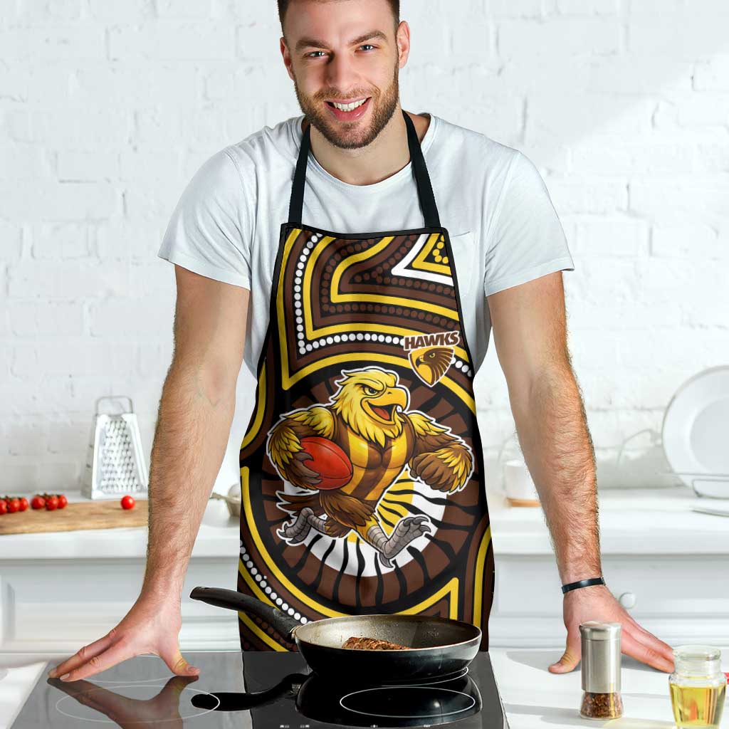 Hawthorn Hawks Apron Indigenous Monochrome Dot Art Mascot Style