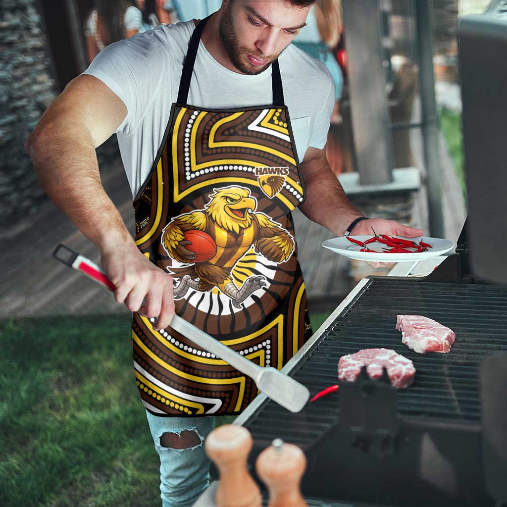 Hawthorn Hawks Apron Indigenous Monochrome Dot Art Mascot Style