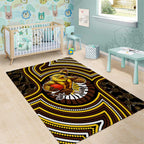 Hawthorn Hawks Area Rug Indigenous Monochrome Dot Art Mascot Style
