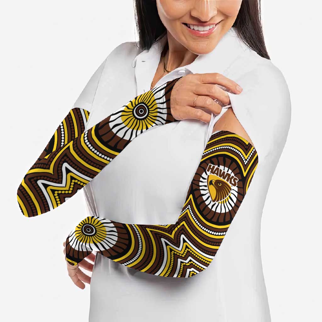 Hawthorn Hawks Arm Sleeves Indigenous Monochrome Dot Art Mascot Style