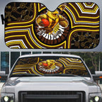 Hawthorn Hawks Auto Sun Shade Indigenous Monochrome Dot Art Mascot Style
