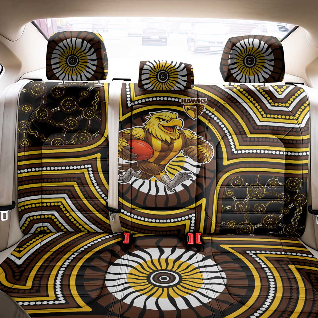 Hawthorn Hawks Back Car Seat Cover Indigenous Monochrome Dot Art Mascot Style