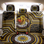 Hawthorn Hawks Back Car Seat Cover Indigenous Monochrome Dot Art Mascot Style
