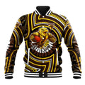 Hawthorn Hawks Baseball Jacket Indigenous Monochrome Dot Art Mascot Style