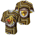 Hawthorn Hawks Baseball Jersey Indigenous Monochrome Dot Art Mascot Style