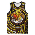 Hawthorn Hawks Basketball Jersey Indigenous Monochrome Dot Art Mascot Style