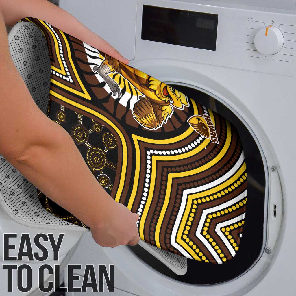Hawthorn Hawks Bathroom Set Indigenous Monochrome Dot Art Mascot Style