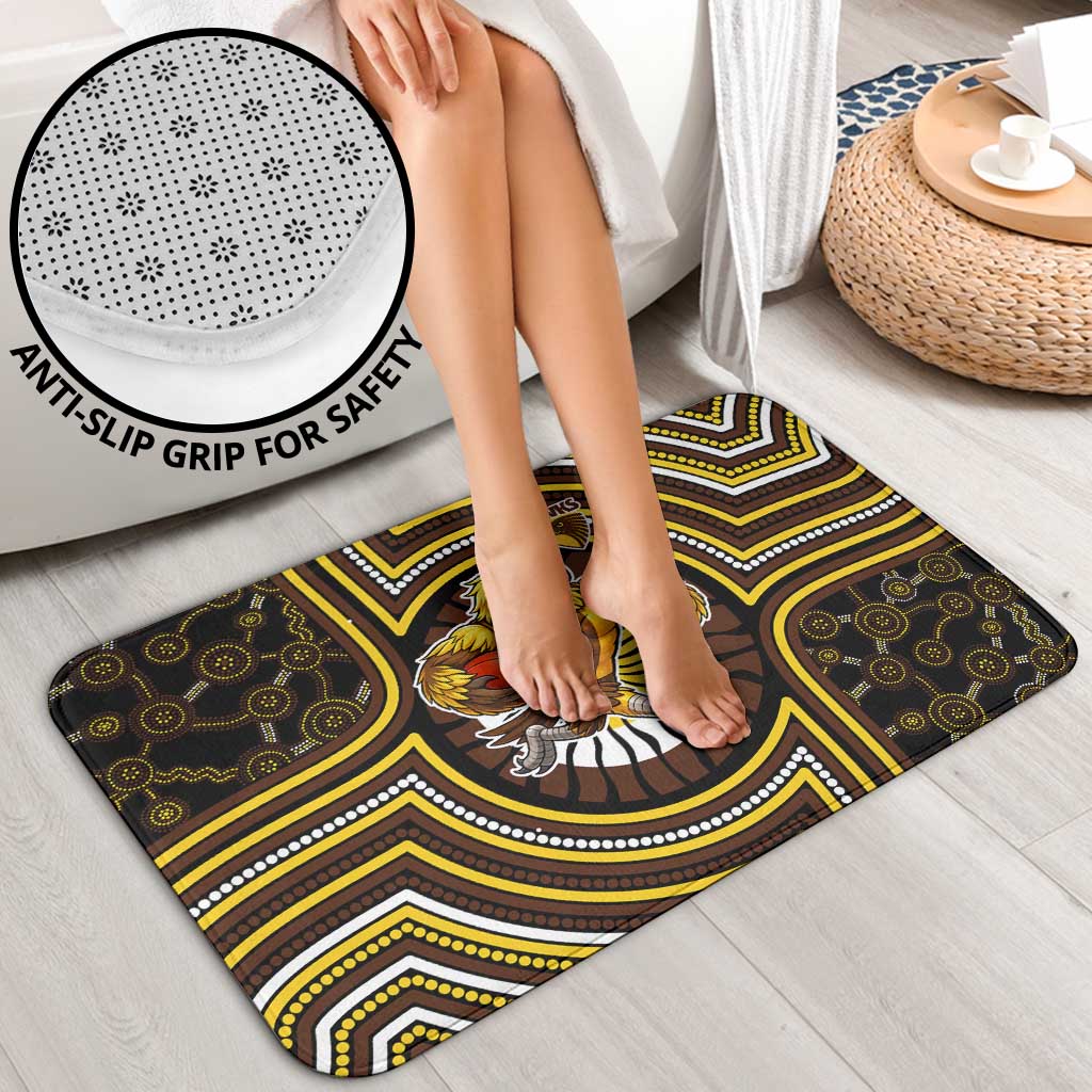 Hawthorn Hawks Bathroom Set Indigenous Monochrome Dot Art Mascot Style