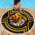Hawthorn Hawks Beach Blanket Indigenous Monochrome Dot Art Mascot Style
