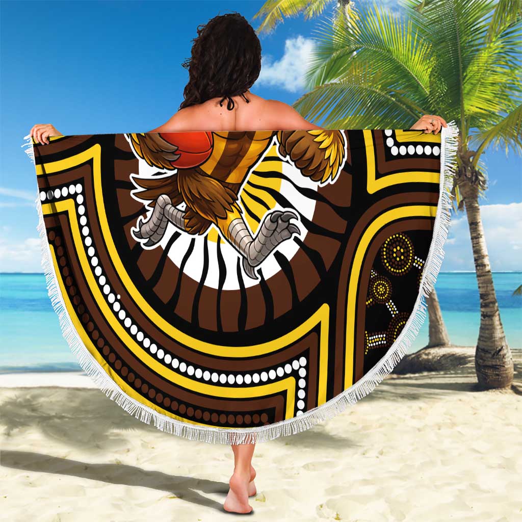 Hawthorn Hawks Beach Blanket Indigenous Monochrome Dot Art Mascot Style