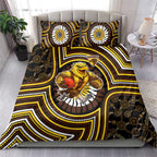 Hawthorn Hawks Bedding Set Indigenous Monochrome Dot Art Mascot Style
