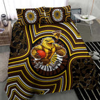 Hawthorn Hawks Bedding Set Indigenous Monochrome Dot Art Mascot Style