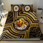 Hawthorn Hawks Bedding Set Indigenous Monochrome Dot Art Mascot Style
