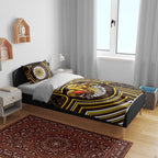 Hawthorn Hawks Bedding Set Indigenous Monochrome Dot Art Mascot Style