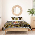 Hawthorn Hawks Bedding Set Indigenous Monochrome Dot Art Mascot Style