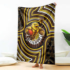 Hawthorn Hawks Blanket Indigenous Monochrome Dot Art Mascot Style