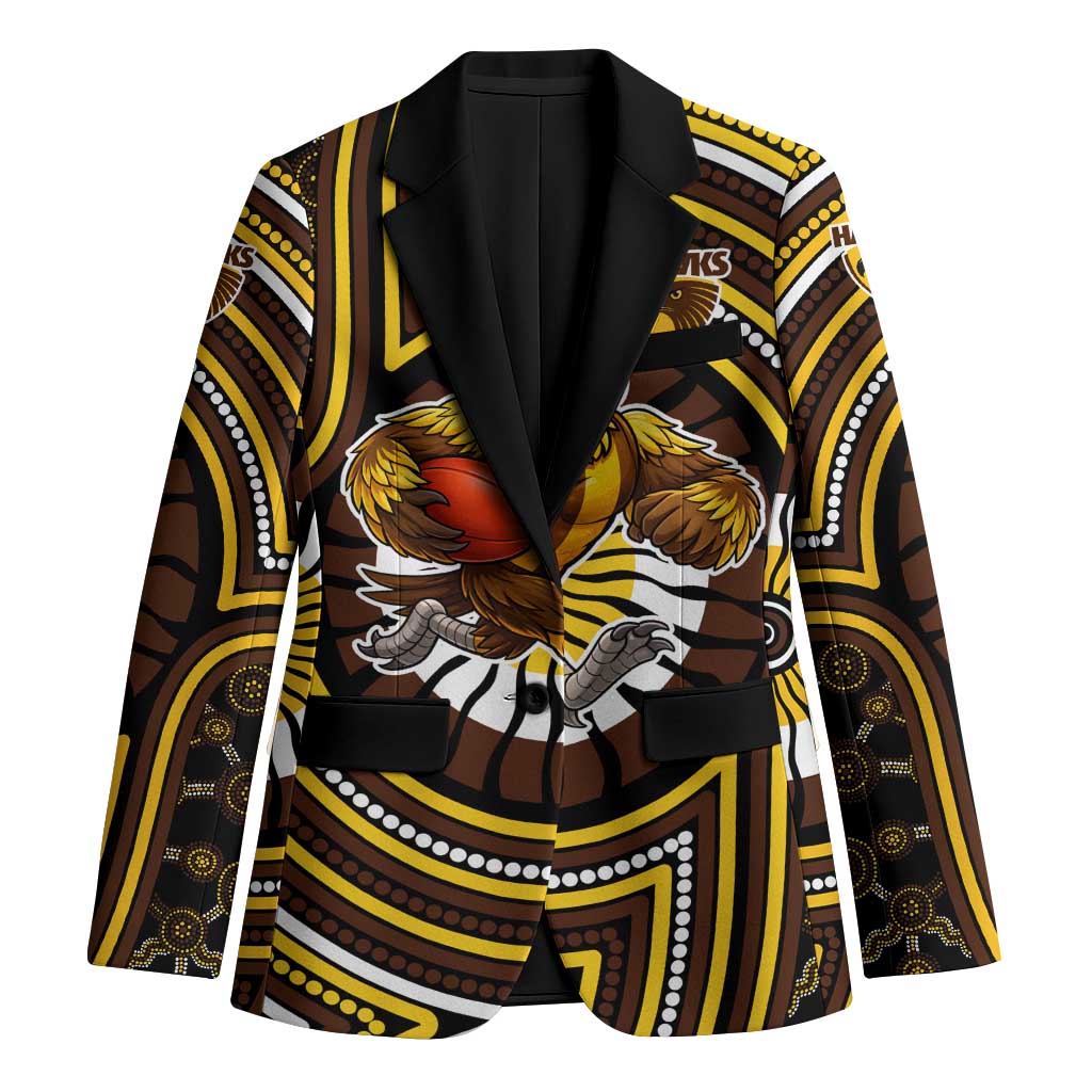 Hawthorn Hawks Blazer Indigenous Monochrome Dot Art Mascot Style