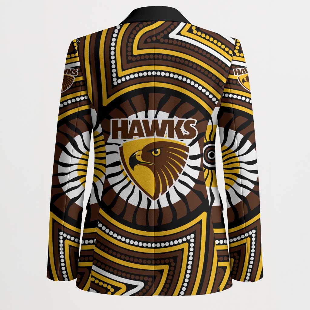 Hawthorn Hawks Blazer Indigenous Monochrome Dot Art Mascot Style