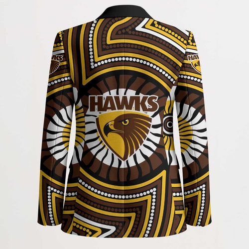 Hawthorn Hawks Blazer Indigenous Monochrome Dot Art Mascot Style