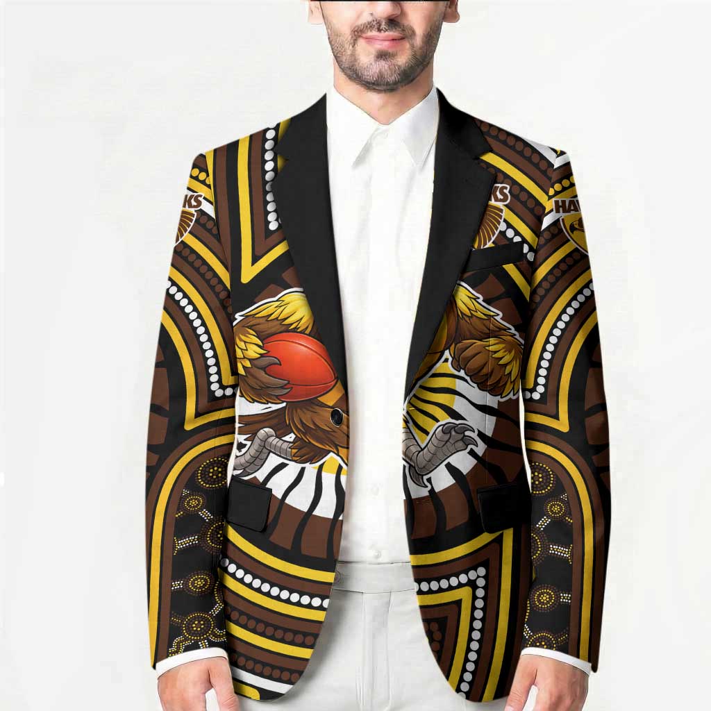 Hawthorn Hawks Blazer Indigenous Monochrome Dot Art Mascot Style