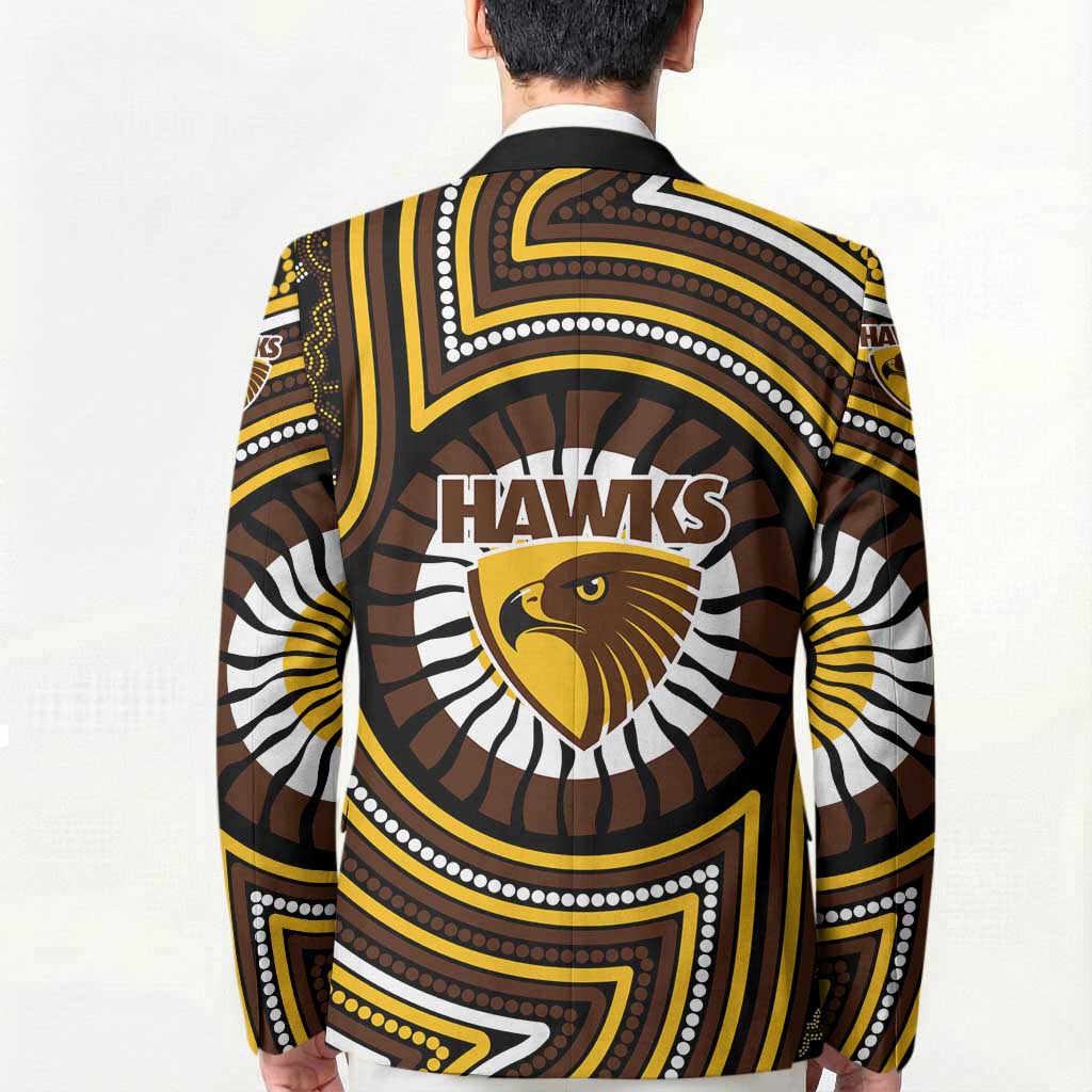 Hawthorn Hawks Blazer Indigenous Monochrome Dot Art Mascot Style