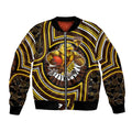 Hawthorn Hawks Bomber Jacket Indigenous Monochrome Dot Art Mascot Style