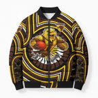 Hawthorn Hawks Bomber Puffer Jacket Indigenous Monochrome Dot Art Mascot Style