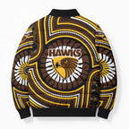 Hawthorn Hawks Bomber Puffer Jacket Indigenous Monochrome Dot Art Mascot Style