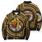 Hawthorn Hawks Bomber Puffer Jacket Indigenous Monochrome Dot Art Mascot Style