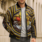 Hawthorn Hawks Bomber Puffer Jacket Indigenous Monochrome Dot Art Mascot Style