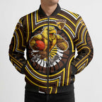 Hawthorn Hawks Bomber Puffer Jacket Indigenous Monochrome Dot Art Mascot Style
