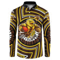 Hawthorn Hawks Button Sweatshirt Indigenous Monochrome Dot Art Mascot Style