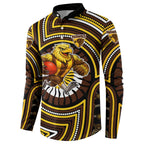 Hawthorn Hawks Button Sweatshirt Indigenous Monochrome Dot Art Mascot Style