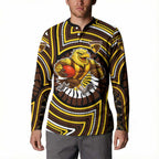 Hawthorn Hawks Button Sweatshirt Indigenous Monochrome Dot Art Mascot Style