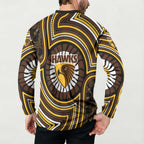 Hawthorn Hawks Button Sweatshirt Indigenous Monochrome Dot Art Mascot Style