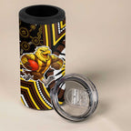 Hawthorn Hawks 4 in 1 Can Cooler Tumbler Indigenous Monochrome Dot Art Mascot Style