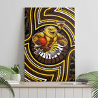 Hawthorn Hawks Canvas Wall Art Indigenous Monochrome Dot Art Mascot Style