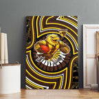 Hawthorn Hawks Canvas Wall Art Indigenous Monochrome Dot Art Mascot Style