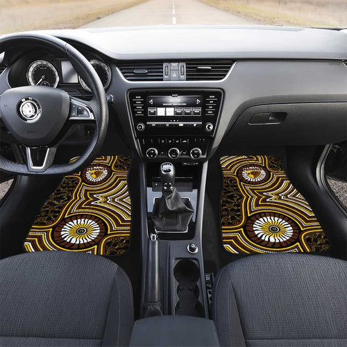 Hawthorn Hawks Car Mats Indigenous Monochrome Dot Art Mascot Style