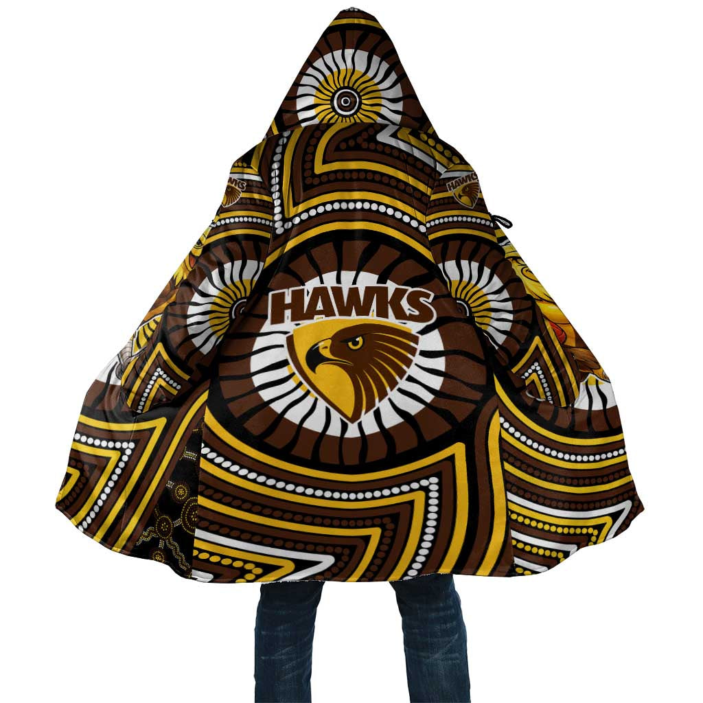 Hawthorn Hawks Cloak Indigenous Monochrome Dot Art Mascot Style