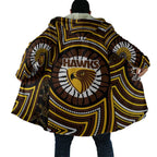 Hawthorn Hawks Cloak Indigenous Monochrome Dot Art Mascot Style