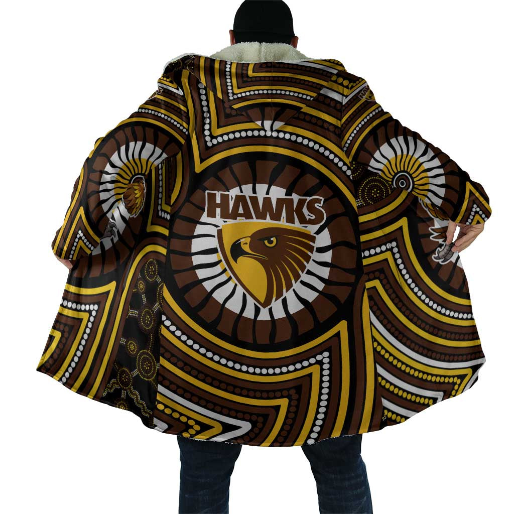 Hawthorn Hawks Cloak Indigenous Monochrome Dot Art Mascot Style